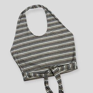 Attirance Tie Front Halter Top Women's 3XL Stripe Shimmer Glitter Stretch Plus